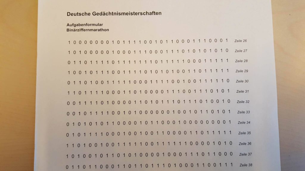 Binære cifre ved hukommelsesmesterskaber